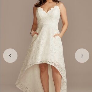 DB Studio High-Low Lace Dress with Spaghetti Straps and Pockets